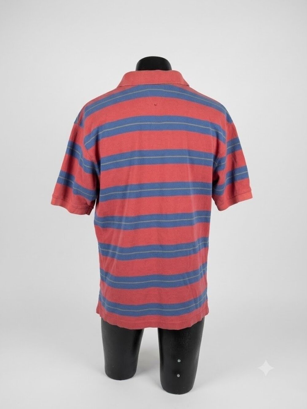 Vintage 90s Tommy Hilfiger Striped Polo Shirt Red Blue Crest Logo Large - Picture 2 of 3